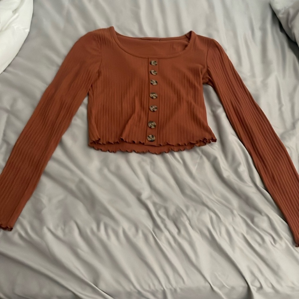 cropped fall button up top